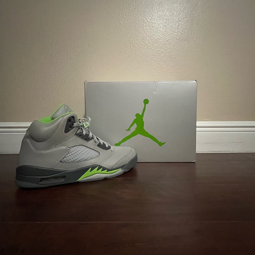 Air Jordan Gray and Green Sneakers